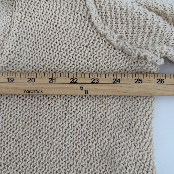 Free People Cream Knit Open Front Cardigan Sweater V Neck Pockets Medium - Picture 6 of 7